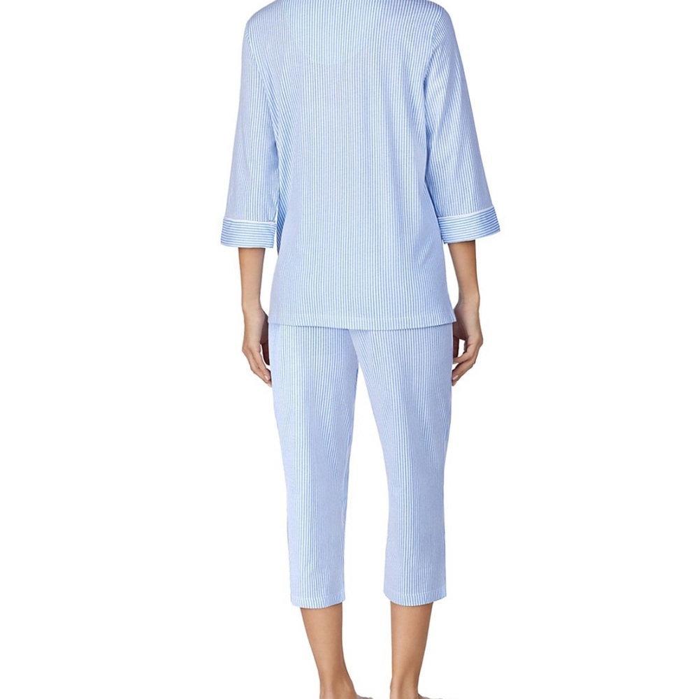 Lauren Ralph Lauren Bingham Knits Cotton Jersey‎ Cropped Pajama Set Sz Large - Picture 2 of 9